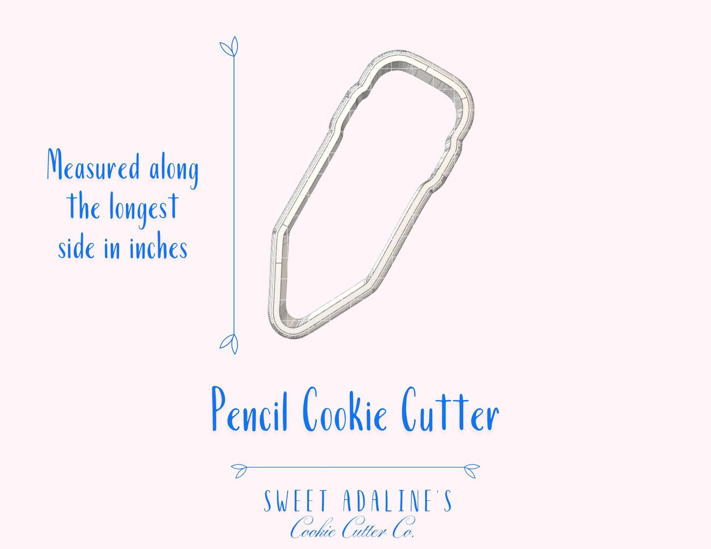 Pencil Cookie Cutter – Back to School Teacher Gift – Classroom Favor – First Day of School Cookie – School Supplies Baking Tool - Thick