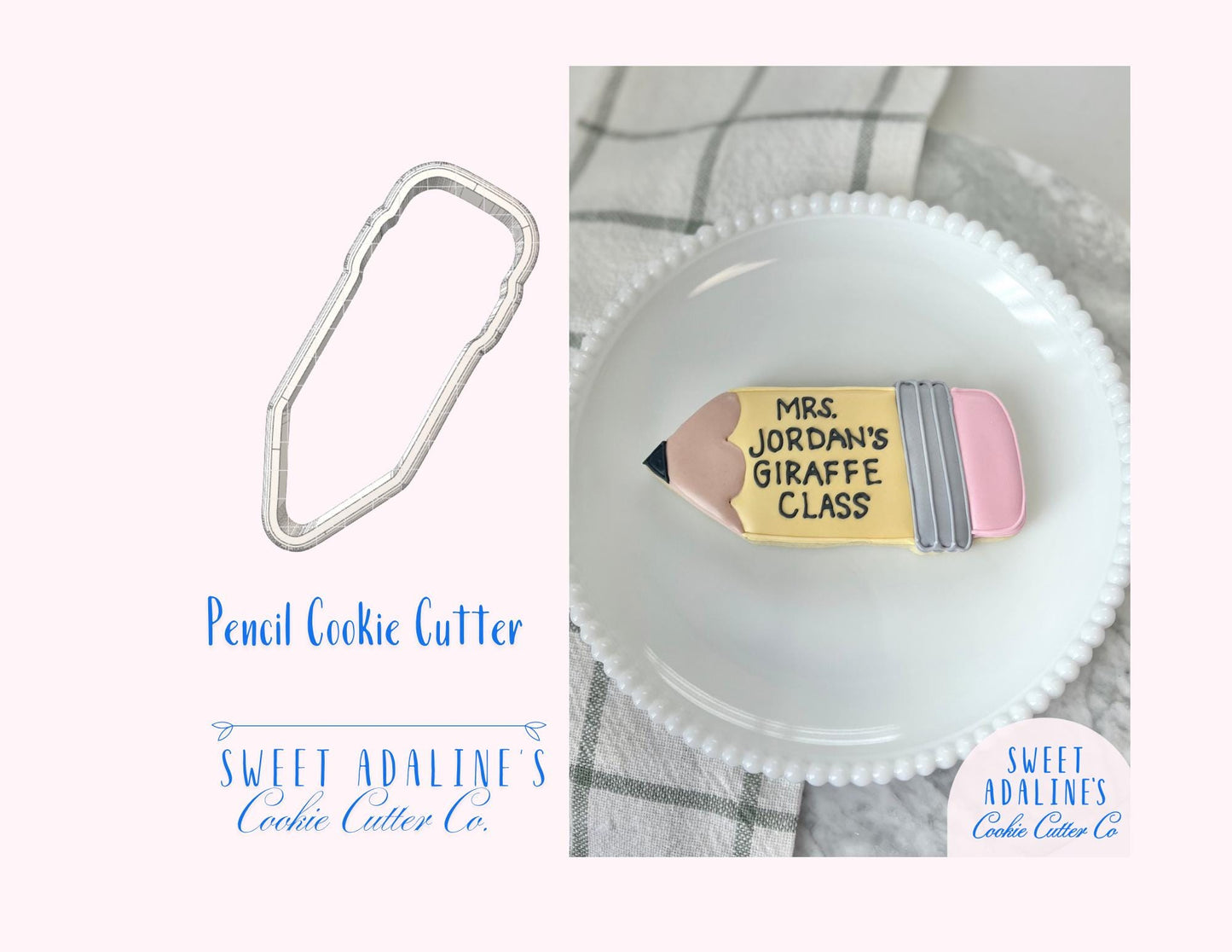 Pencil Cookie Cutter – Back to School Teacher Gift – Classroom Favor – First Day of School Cookie – School Supplies Baking Tool - Thick