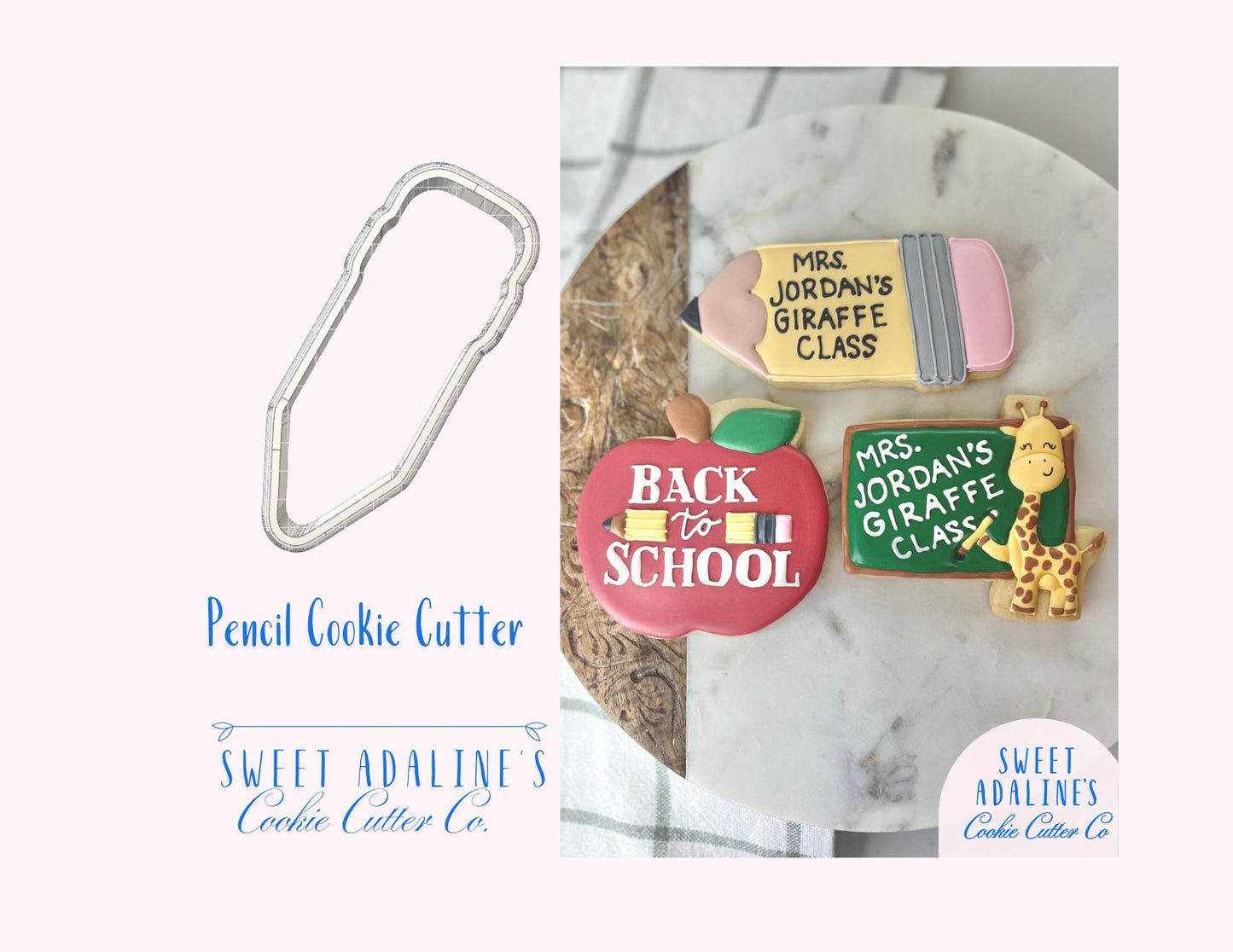 Pencil Cookie Cutter – Back to School Teacher Gift – Classroom Favor – First Day of School Cookie – School Supplies Baking Tool - Thick