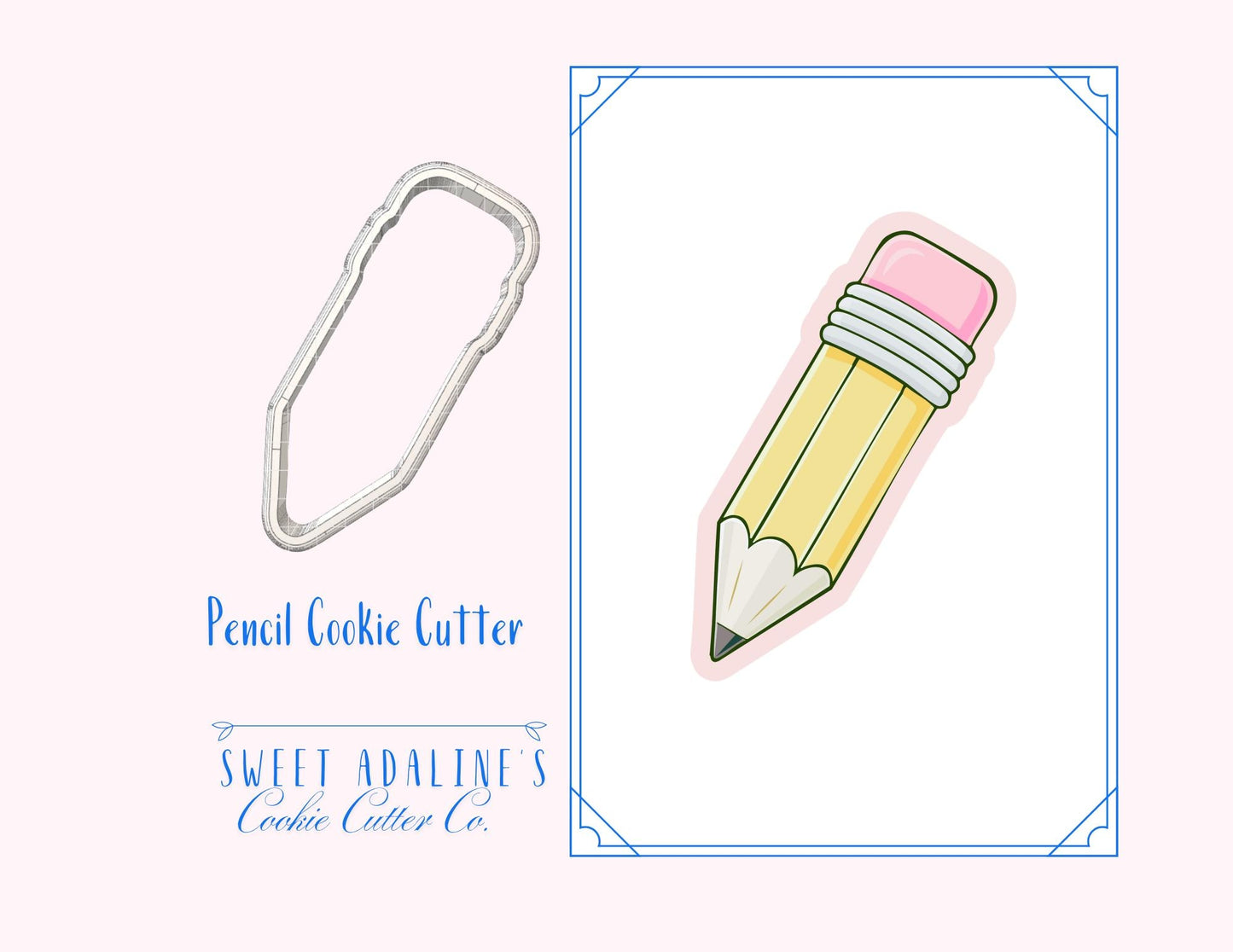 Pencil Cookie Cutter – Back to School Teacher Gift – Classroom Favor – First Day of School Cookie – School Supplies Baking Tool - Thick