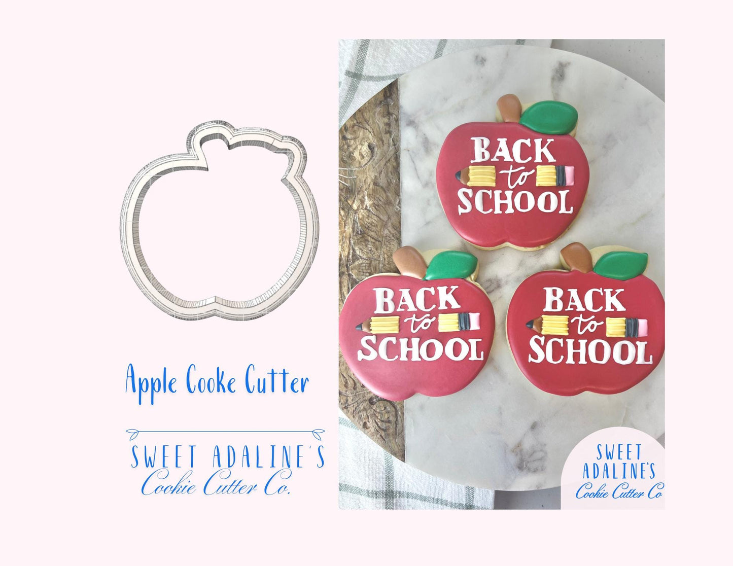 Apple Cookie Cutter β Back to School Teacher Gift β Classroom Favor β First Day of School Cookie β Teacher Appreciation Baking Tool - Thick