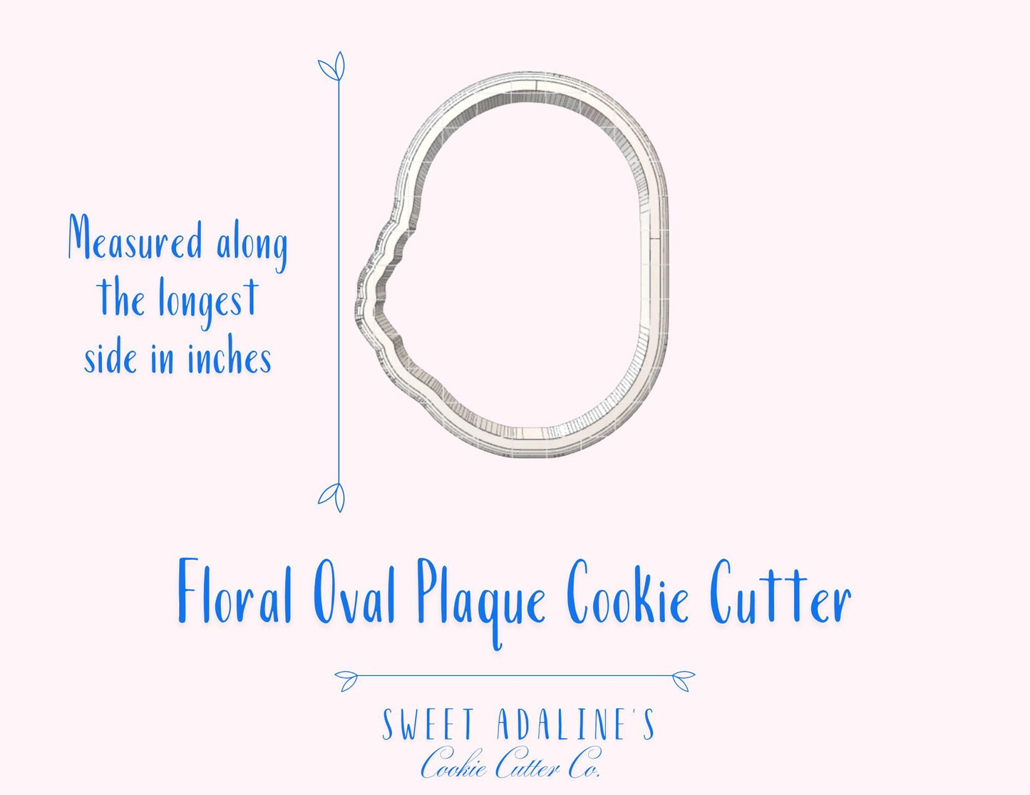 Floral Oval Plaque Cookie Cutter: Wedding Monogram Design