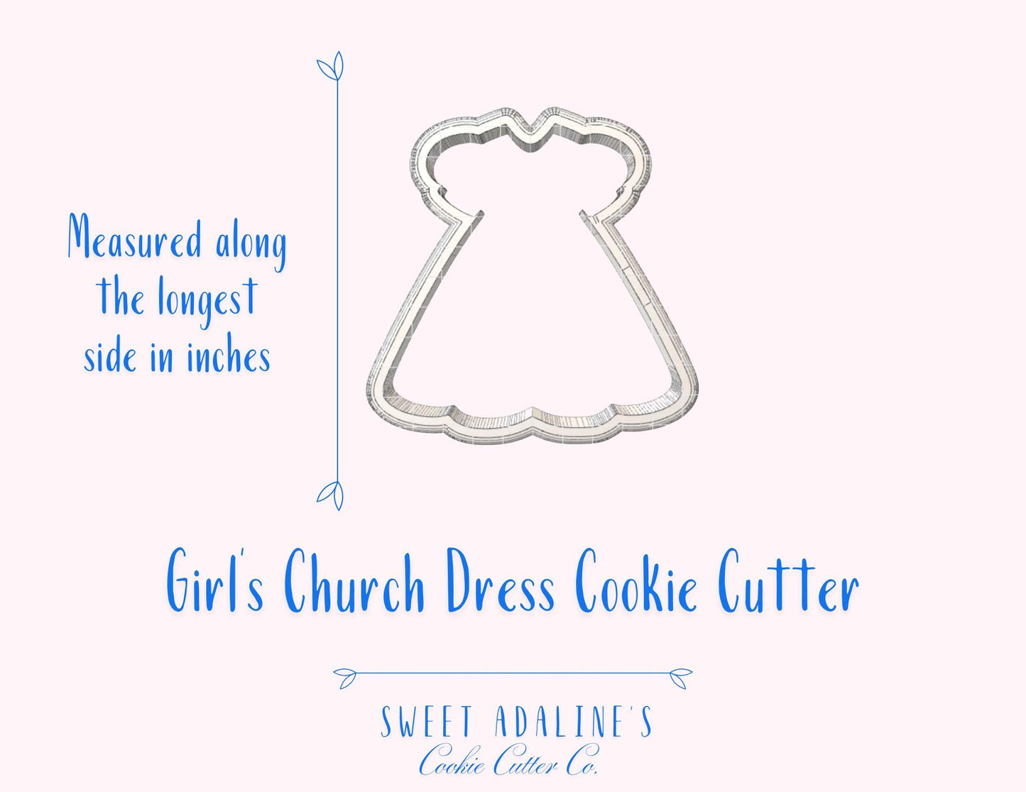Girl's Church Dress Cookie Cutter: Baptism, Communion, Confirmation