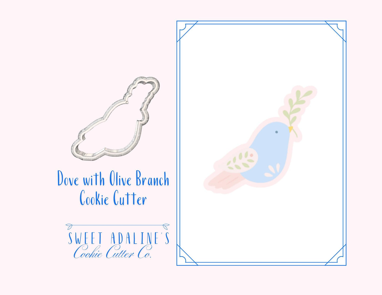 Dove with Olive Branch Cookie Cutter: Elegant Christian Bird Design