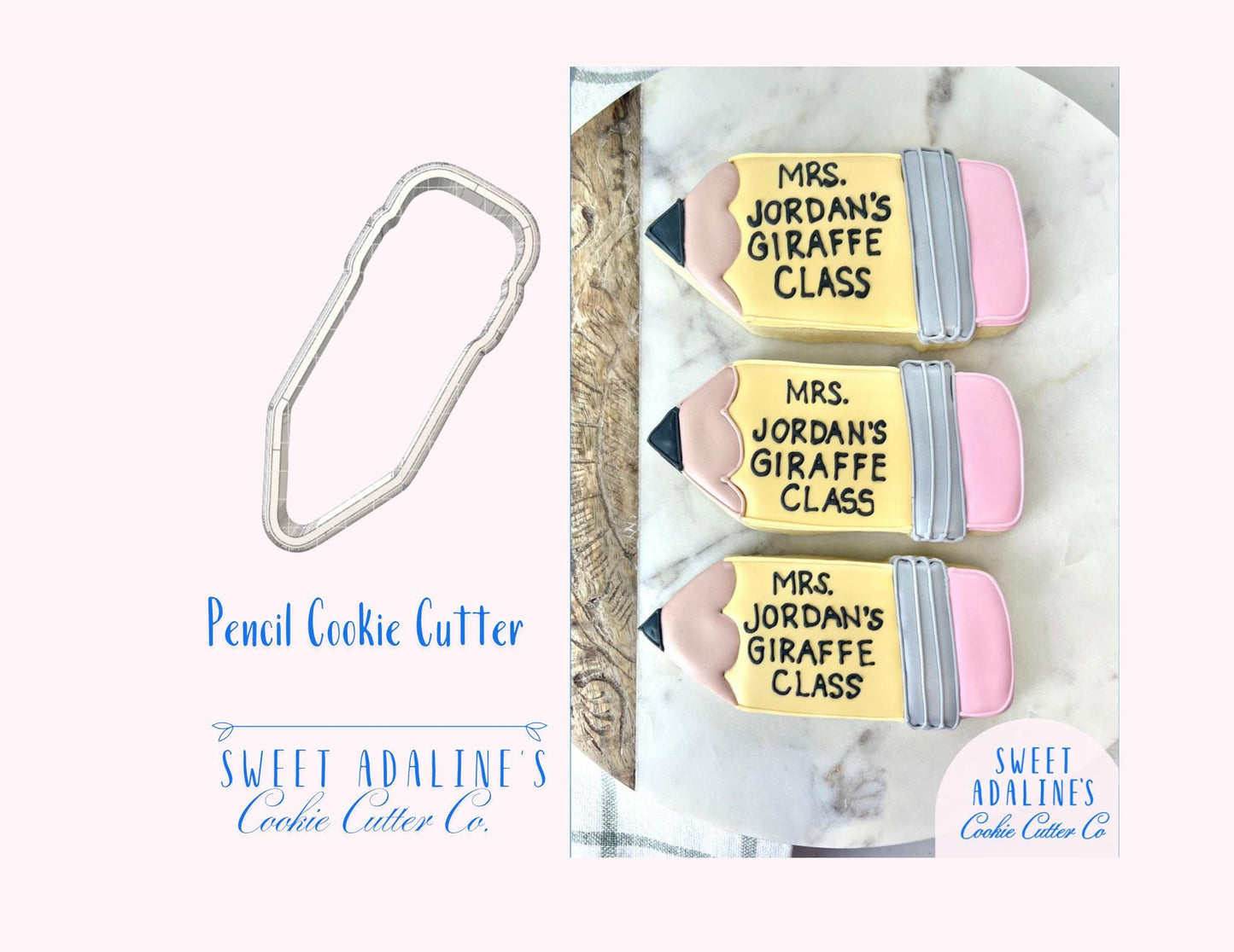 Pencil Cookie Cutter – Back to School Teacher Gift – Classroom Favor – First Day of School Cookie – School Supplies Baking Tool - Thick