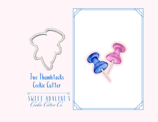 Two Thumbtacks Cookie Cutter – School and Office Supplies Cookie – Back to School Baking Tool – Teacher Appreciation Party Favor - Sturdy