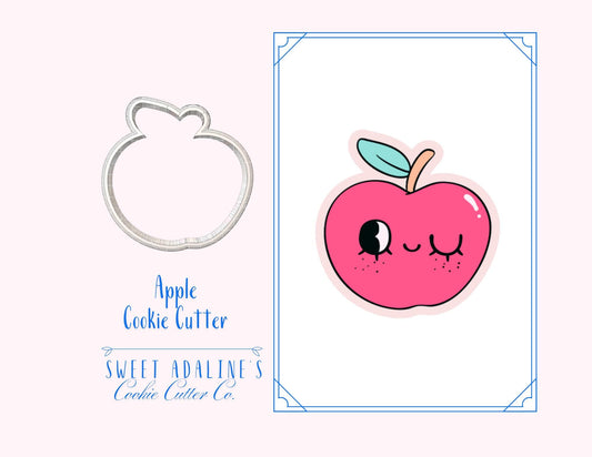 Apple Cookie Cutter – Back to School Teacher Gift – Classroom Party Favor – Fall Baking Tool – Kawaii Apple Cookie – Fondant & Clay Cutter