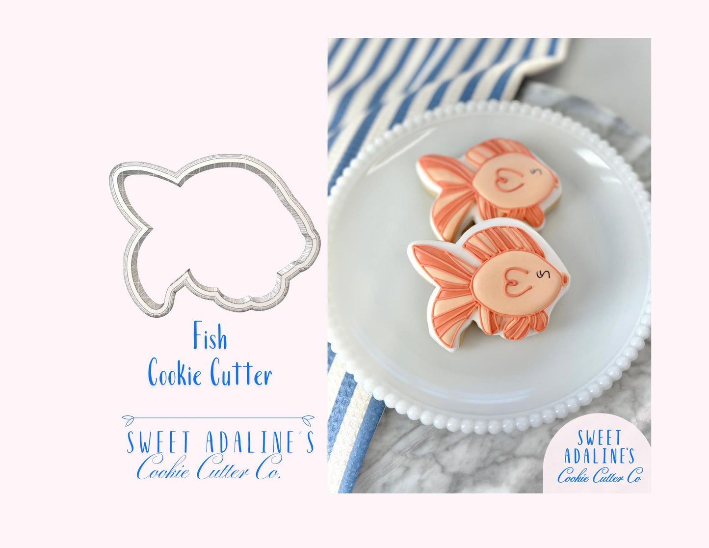Fish Cookie Cutter: Ocean Animal Cookie Cutters; Beach, Nautical, and Under the Sea Party Baking Supplies; Baby Shower & Summer Cookies