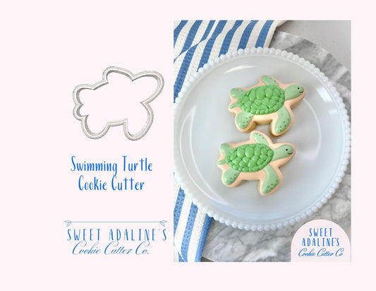 Swimming Turtle Cookie Cutter: Ocean Animal Cookie Cutters; Beach, Nautical, and Under the Sea Theme Party; Baby Shower & Summer Cookies