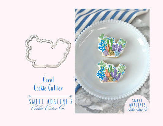 Coral Cookie Cutter: Ocean Reef Design; Under the Sea Cookie Cutter Collection; Beach, Nautical, and Summer Party Cookie Decorating