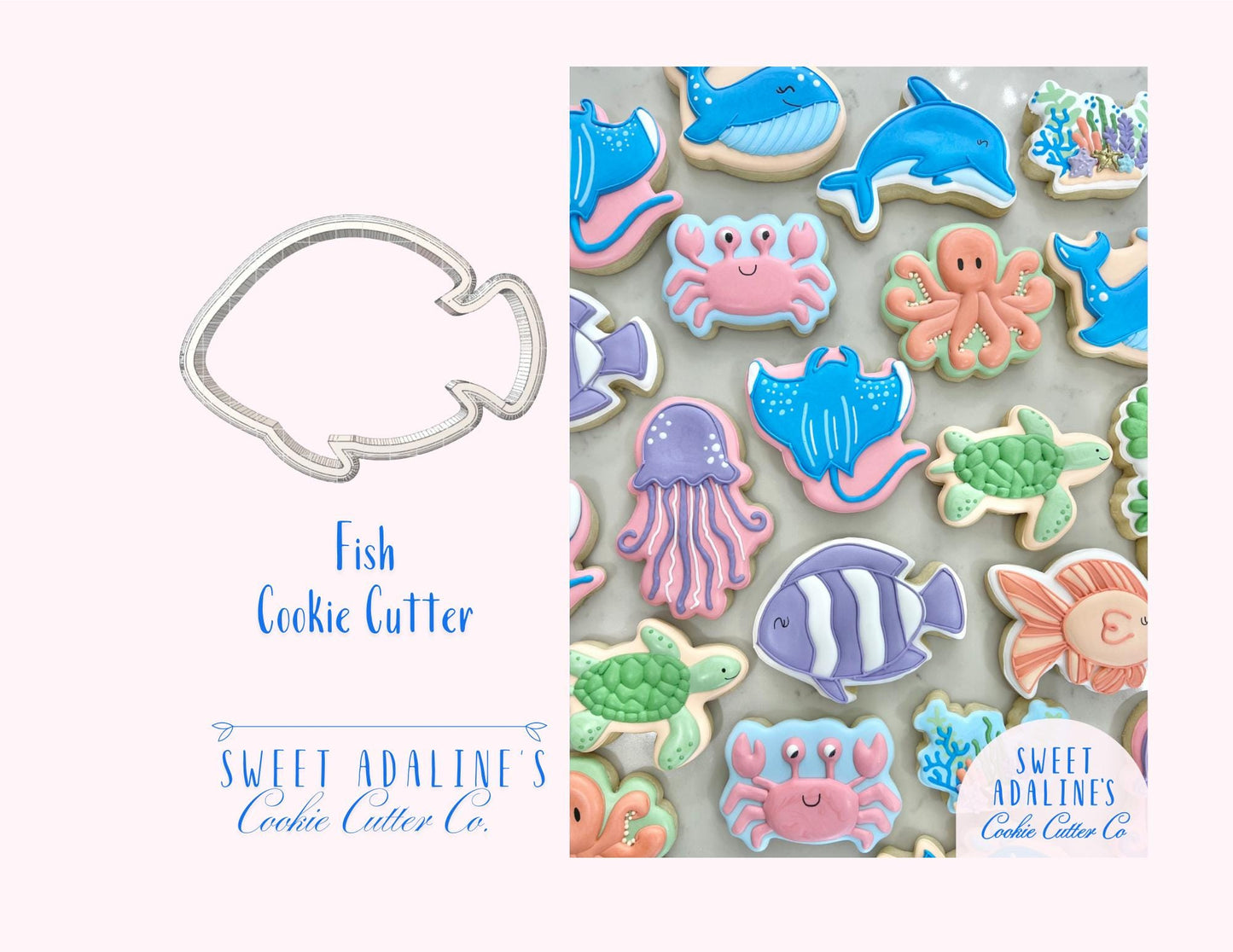 Fish Cookie Cutter: Under the Sea Ocean Animal; Tropical Fish Cookie Cutter for Summer, Beach, Nautical, and Aquarium-Themed Cookies