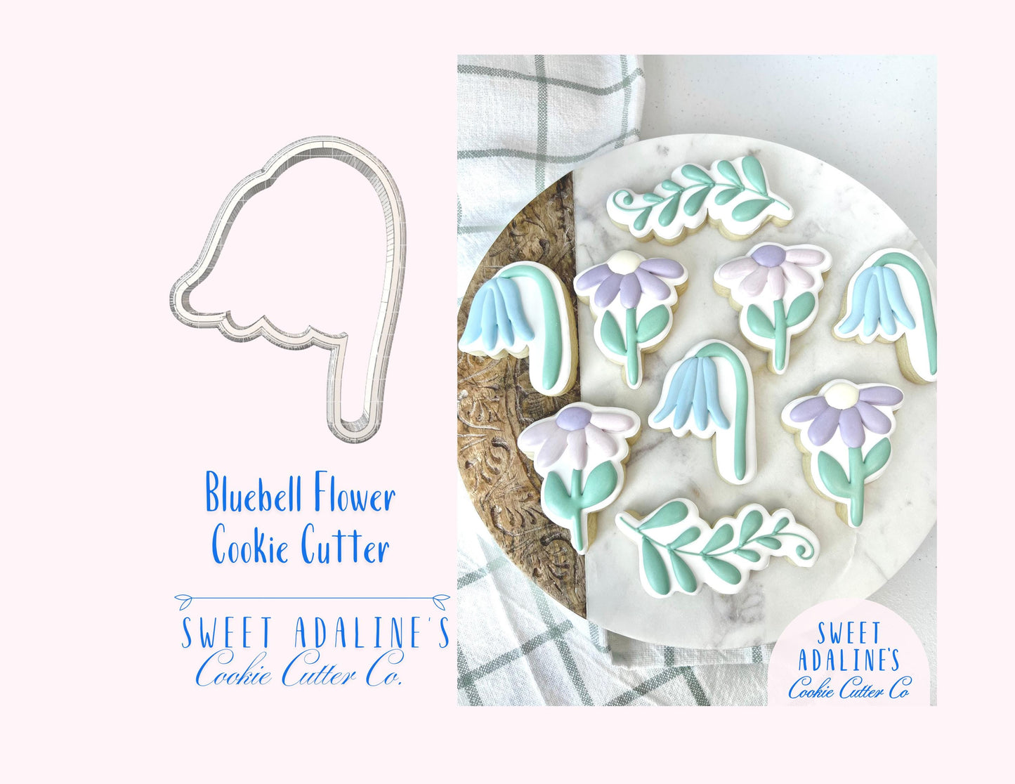 Bluebell Flower Cookie Cutter: Fairy Garden, Woodland, Spring & Baby Shower Theme - Long stem flower shape for Garden Party Cookies