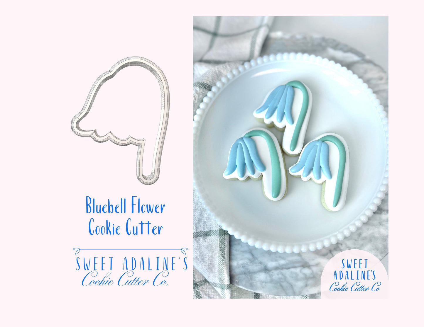 Bluebell Flower Cookie Cutter: Fairy Garden, Woodland, Spring & Baby Shower Theme - Long stem flower shape for Garden Party Cookies