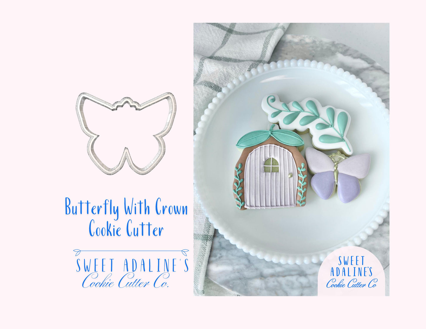Butterfly with Crown Cookie Cutter: Fairy Garden & Woodland Party Cutters for Baby Showers, Birthdays, and Enchanted, Whimsical Themes