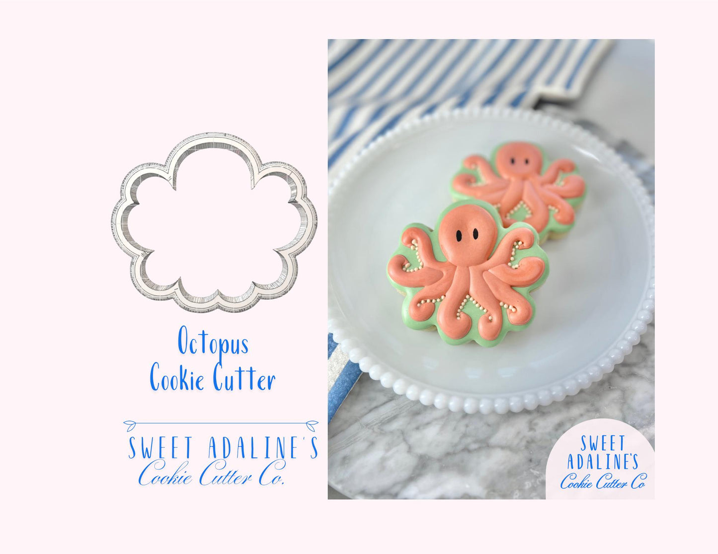 Octopus Cookie Cutter: Under the Sea Cookie Cutters for Beach, Ocean, Nautical & Summer Cookies, Sea Animal Baking Supplies and Party Favors