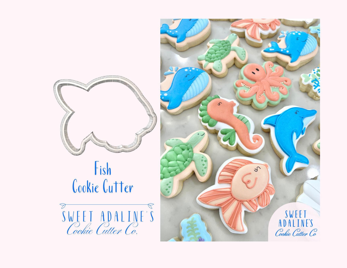 Fish Cookie Cutter: Ocean Animal Cookie Cutters; Beach, Nautical, and Under the Sea Party Baking Supplies; Baby Shower & Summer Cookies