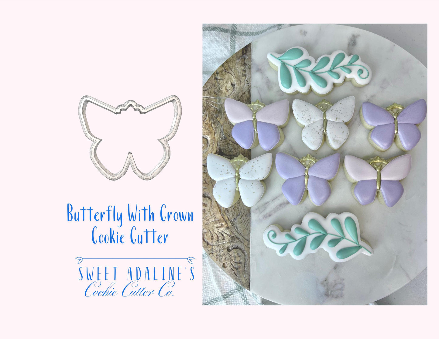 Butterfly with Crown Cookie Cutter: Fairy Garden & Woodland Party Cutters for Baby Showers, Birthdays, and Enchanted, Whimsical Themes