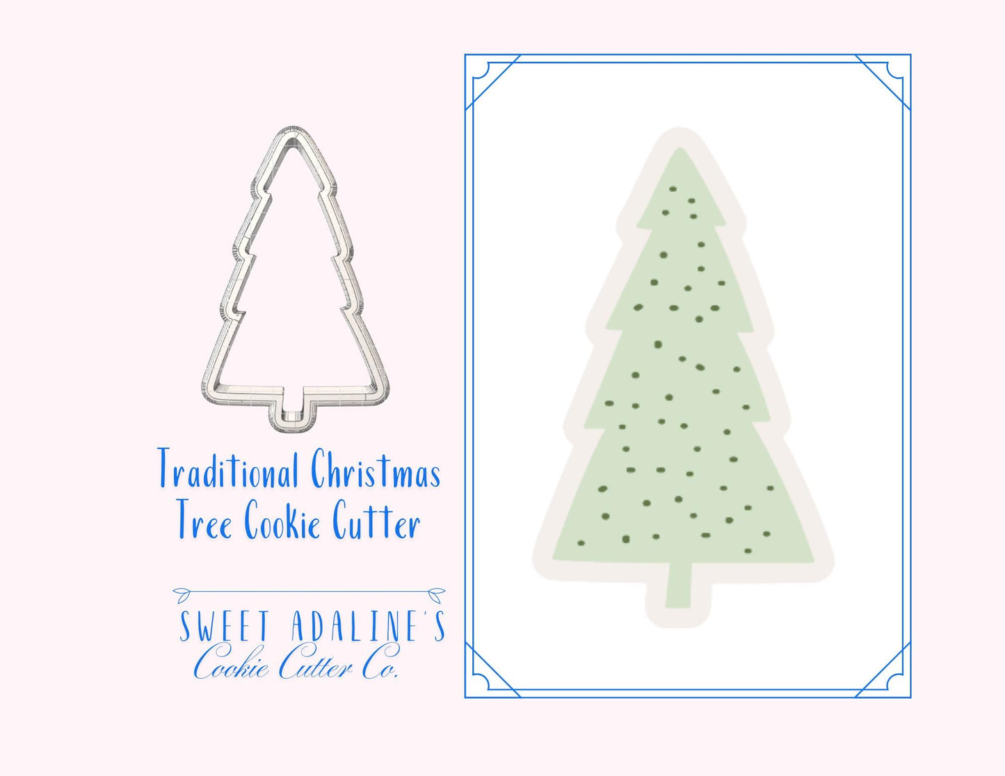 Traditional Christmas Tree Cookie Cutter β Classic Tree Cookie Cutter for Holiday Baking β 3D Printed Christmas Cookie Decorating Tool