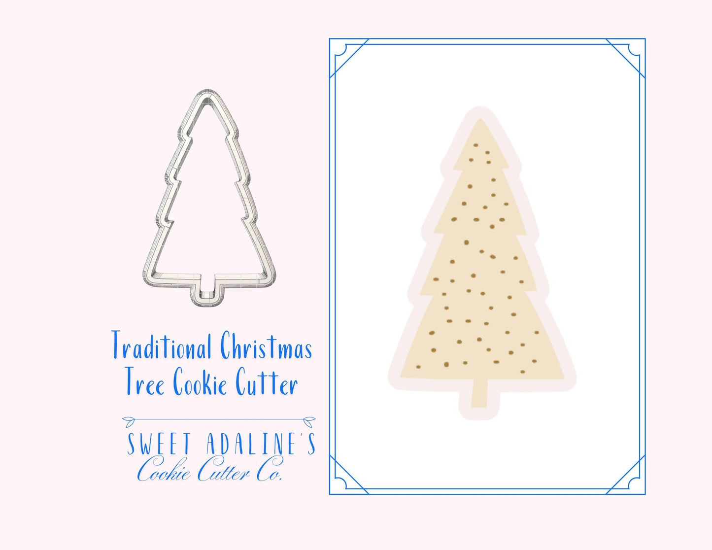 Traditional Christmas Tree Cookie Cutter β Classic Tree Cookie Cutter for Holiday Baking β 3D Printed Christmas Cookie Decorating Tool