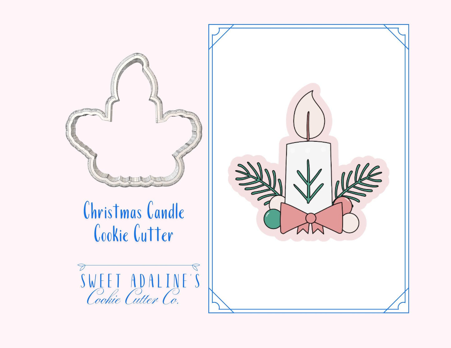 Christmas Candle Cookie Cutter – Holiday Advent Candle Cutter– Festive Holiday Cookie Decorating, 3D Printed Cutter for Decorated Cookies