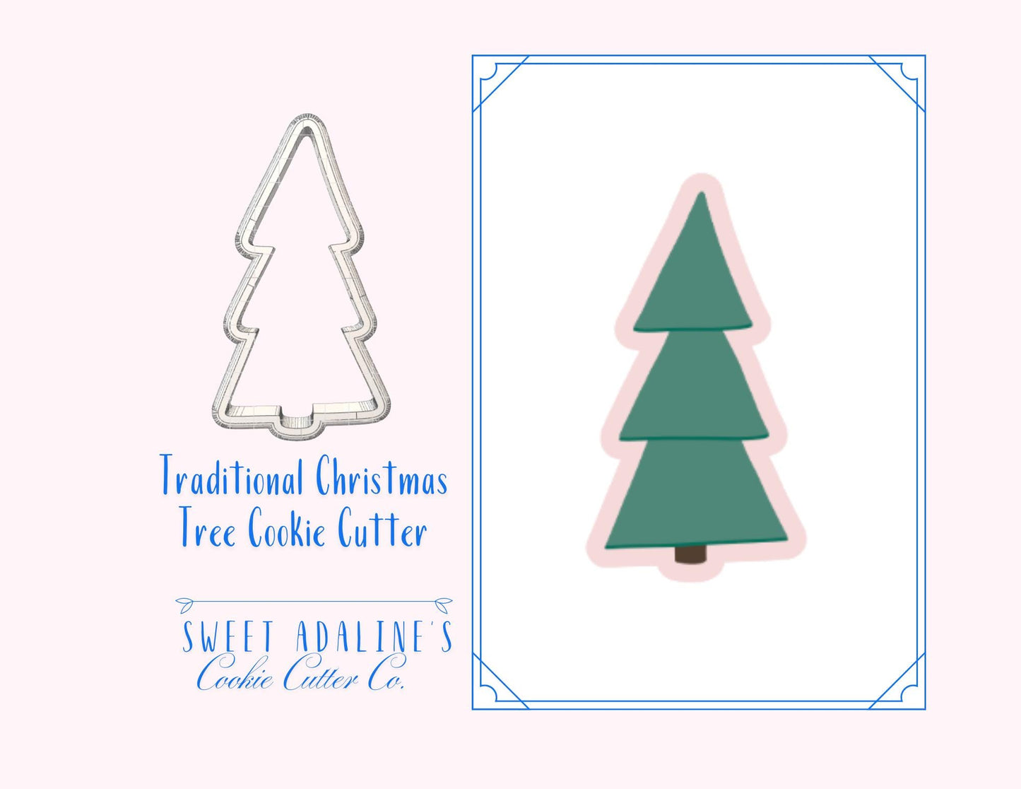 Traditional Christmas Tree Cookie Cutter β Evergreen Tree Cookie Cutter β Holiday Cookie Decorating, 3D Printed Cutter for Decorated Cookies