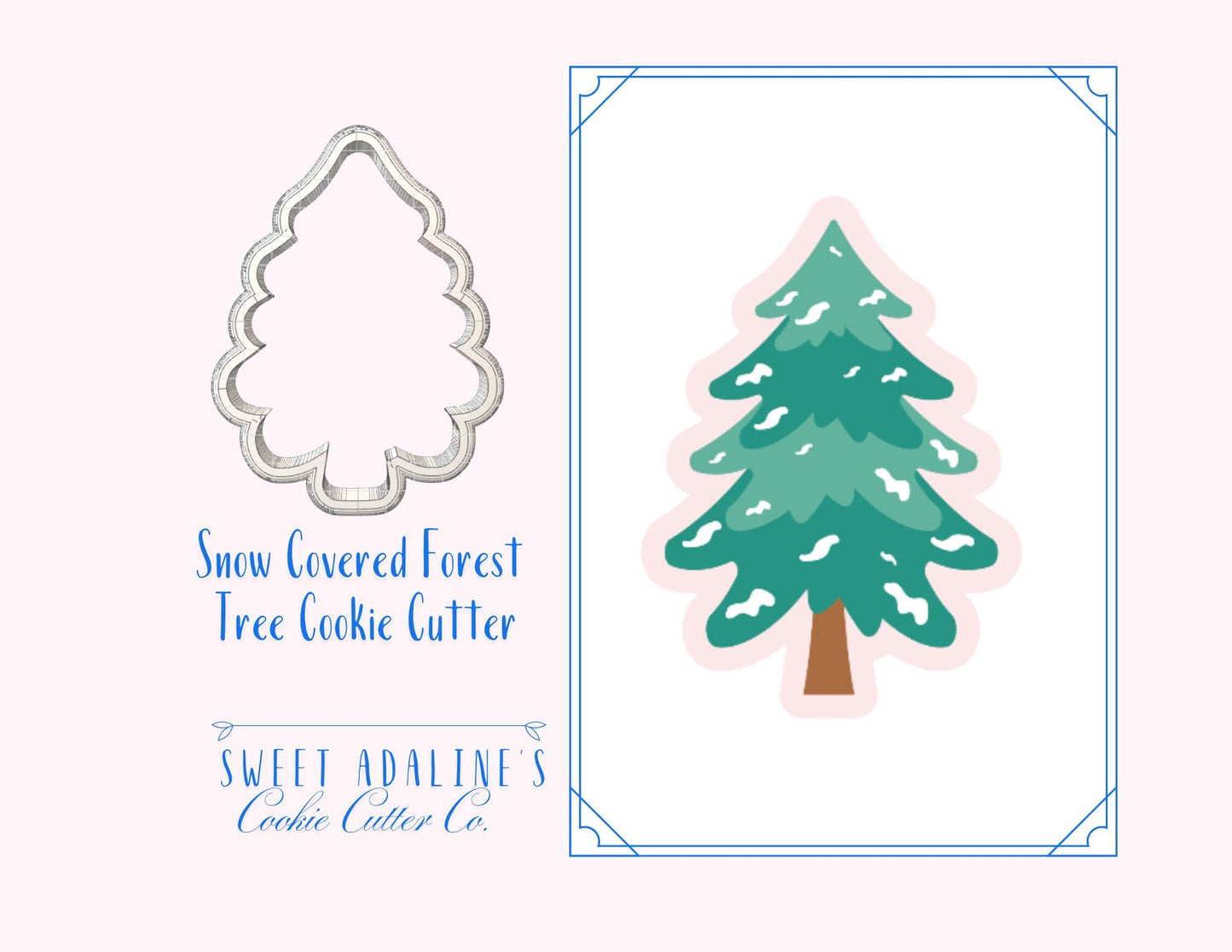Snow Covered Forest Tree Cookie Cutter – Winter Tree Cookie Cutter - Holiday Cookie Decorating, Cutter for Decorated Cookies