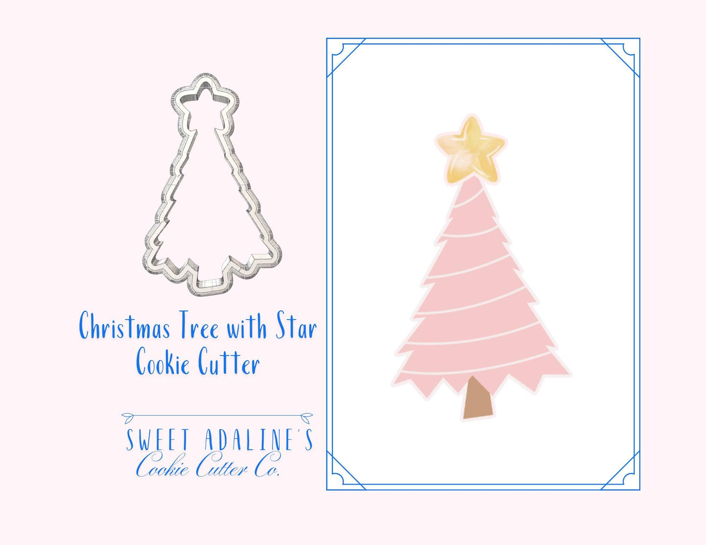 Christmas Tree with Star Cookie Cutter β Holiday Tree Cookie Cutter for Christmas Cookies β 3D Printed Christmas Baking Tool