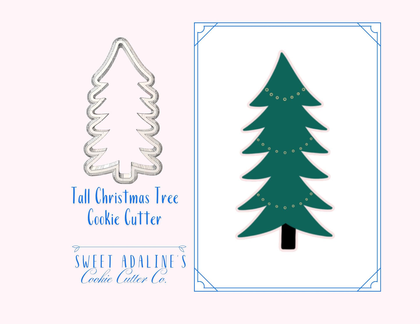 Tall Whimsical Christmas Tree Cookie Cutter β Elegant Tree Cookie Cutter for Holiday Baking β 3D Printed Christmas Cookie Tool