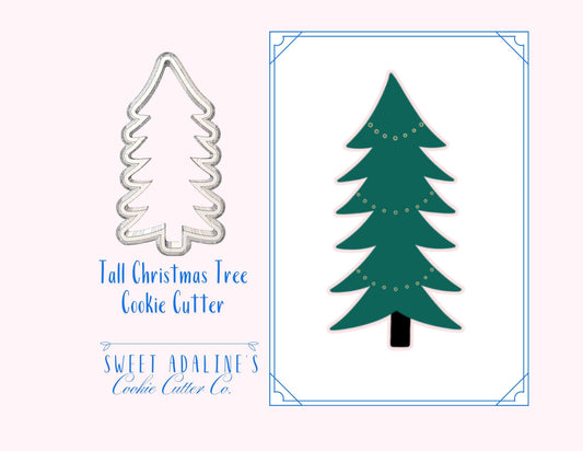 Tall Whimsical Christmas Tree Cookie Cutter – Elegant Tree Cookie Cutter for Holiday Baking – 3D Printed Christmas Cookie Tool