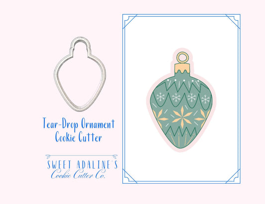 Tear-Drop Ornament Cookie Cutter – Christmas Ornament Cookie Cutter for Holiday Baking – 3D Printed Retro Christmas Cookie Tool
