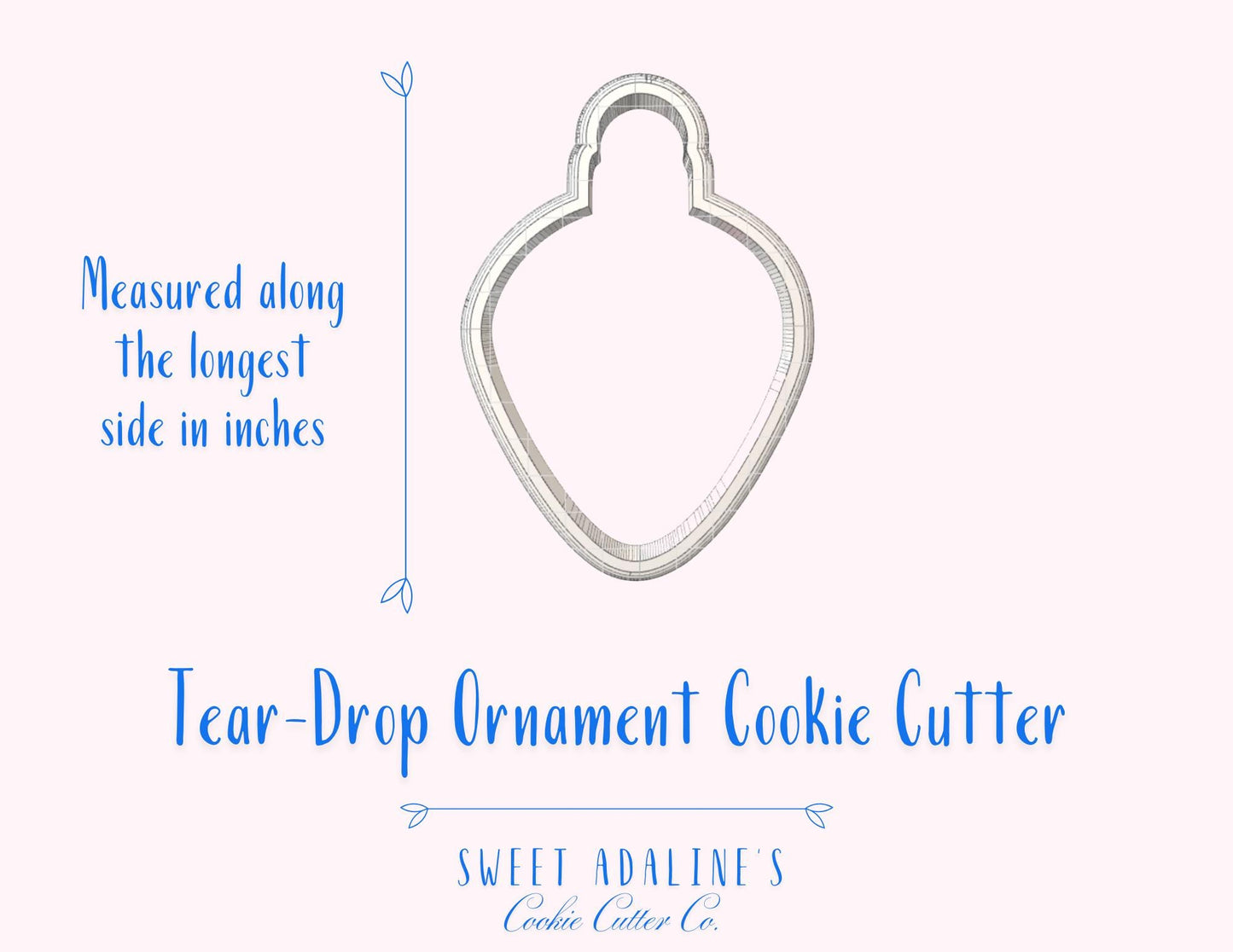 Tear-Drop Ornament Cookie Cutter β Christmas Ornament Cookie Cutter for Holiday Baking β 3D Printed Retro Christmas Cookie Tool