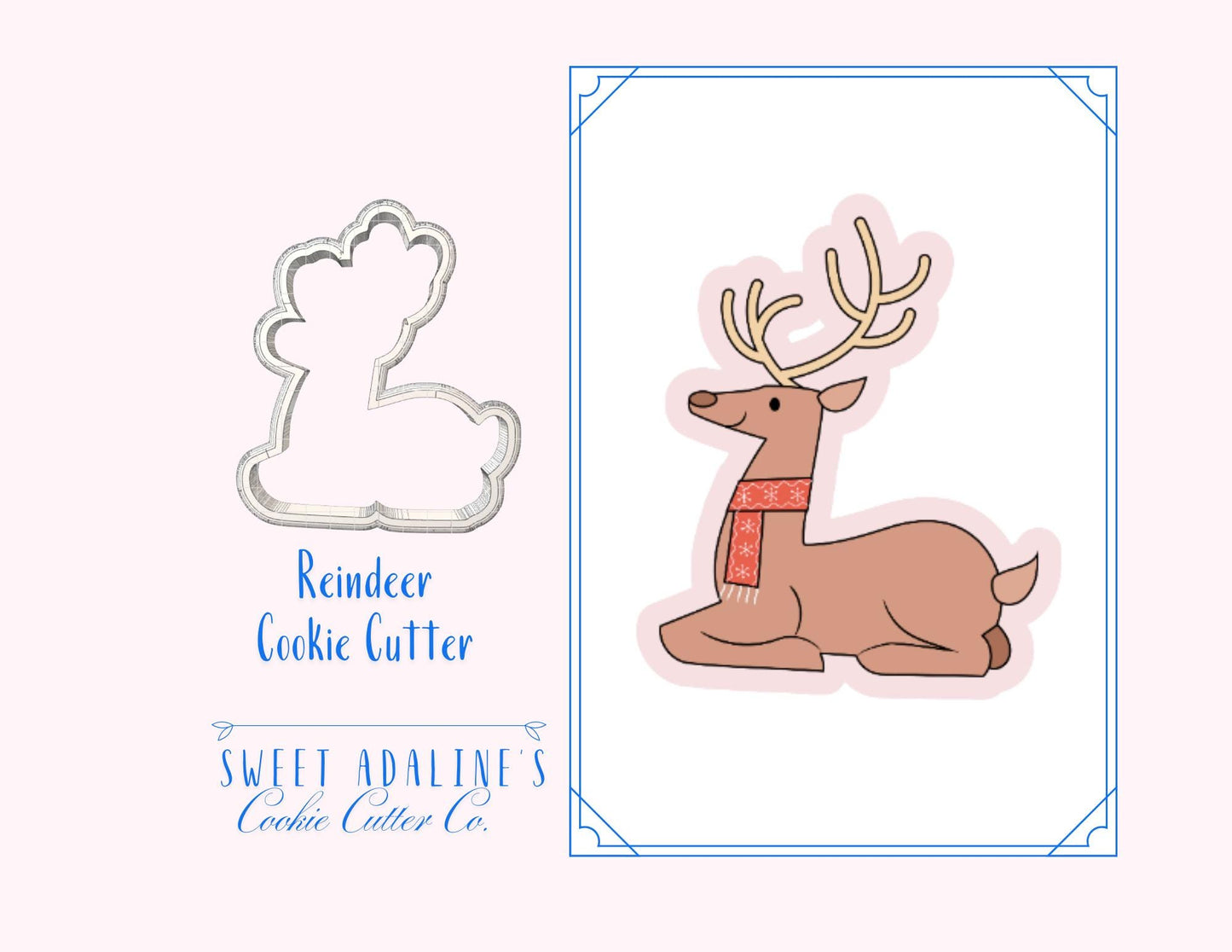 Reindeer Cookie Cutter β Christmas Reindeer Cookie Cutter β Festive Holiday Cookie Decorating Tool, 3D Printed Cutter for Decorated Cookies