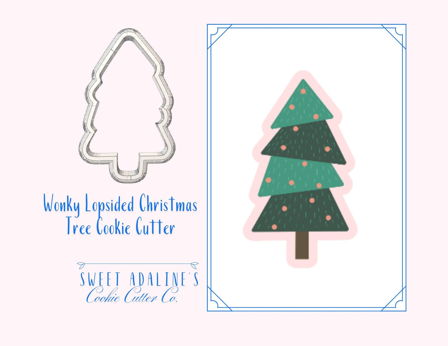 Fun & Wonky Lopsided Christmas Tree Cookie Cutter – Whimsical Tree Cookie Cutter - Holiday Cookie Decorating, Cutter for Decorated Cookies