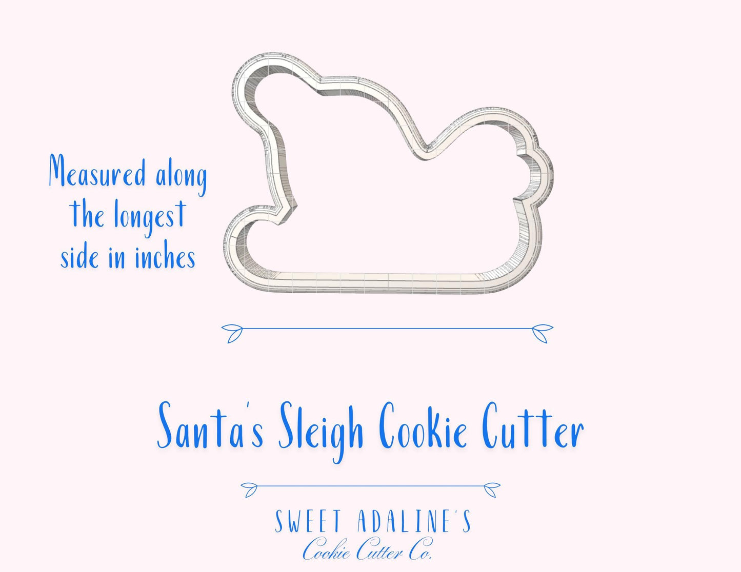 Santa’s Sleigh Cookie Cutter – Sleigh Cookie Cutter for Christmas – 3D Printed Holiday Cookie Cutter – Christmas Gift for Bakers