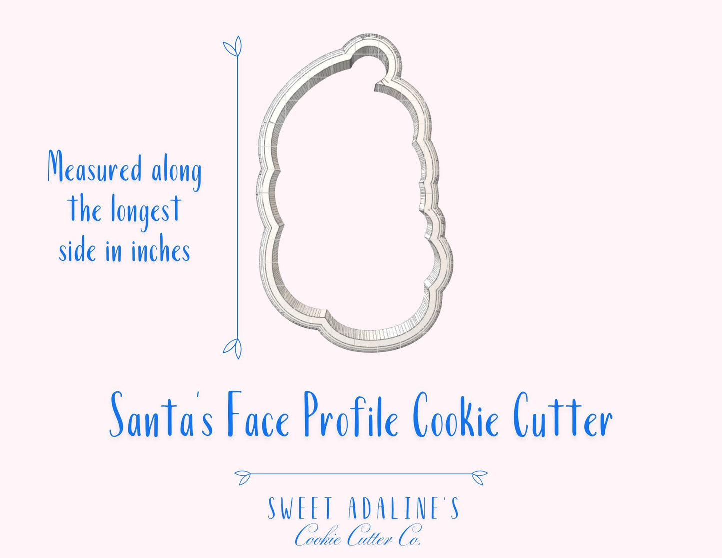 Santa’s Face Profile Cookie Cutter – Santa Cookie Cutter for Christmas Baking – 3D Printed Holiday Cookie Cutter – Holiday Gift for Bakers