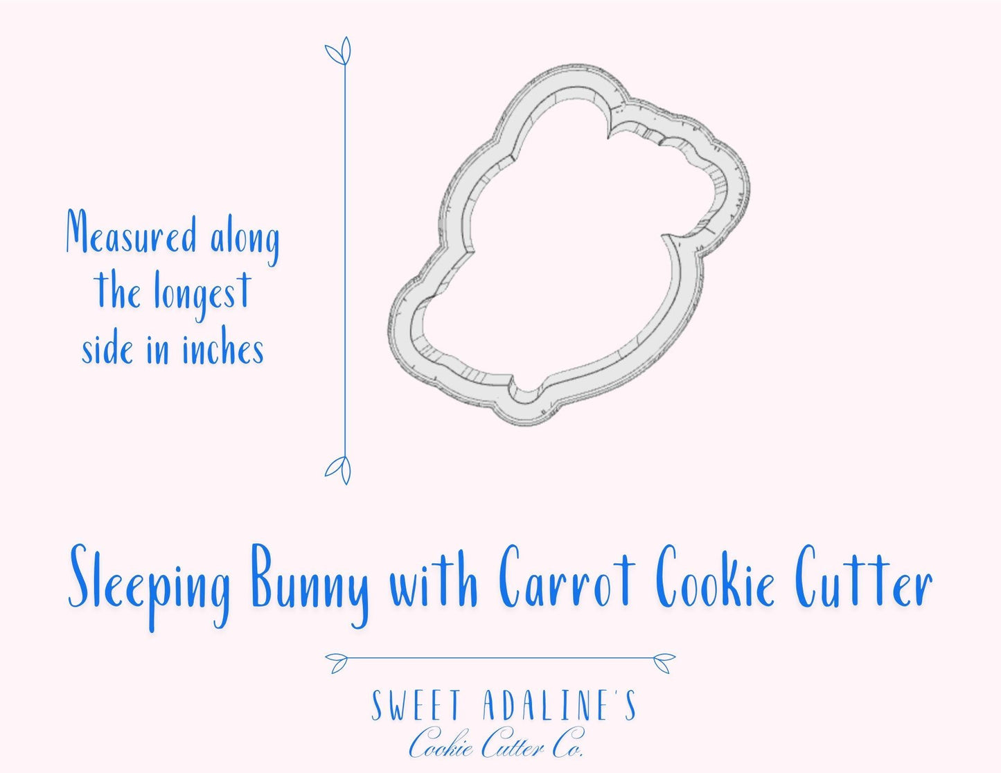 Bunny Sleeping on Carrot Cookie Cutter –Adorable Spring Design for Easter Gifts – Choose Your Size - r -Durable, sturdy cutter - thick dough