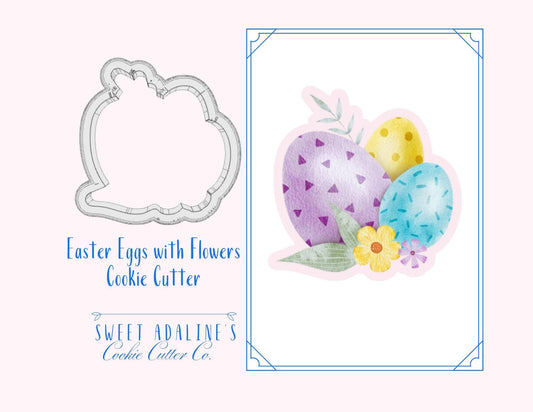 Easter Eggs with Flowers Cookie Cutter – Floral Spring Cookie Design –3 Sizes – - Perfect for Easter Gifts & Spring Parties