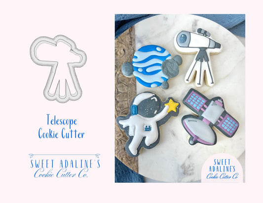 Telescope Cookie Cutter – Space Theme Birthday Party Favor – Outer Space Galaxy Baking Tool – Astronomy Decorated Cookie for Space Lovers