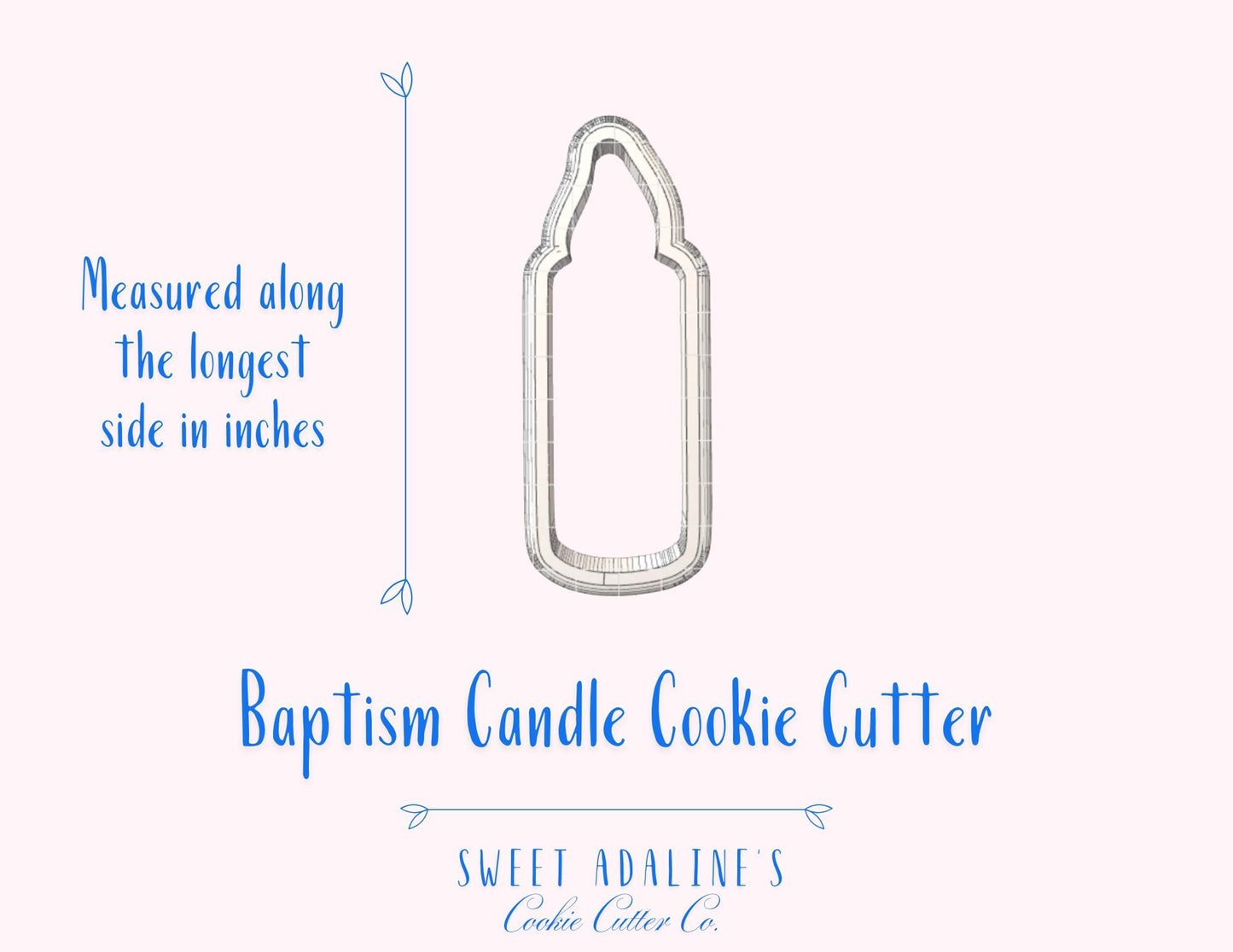Baptism Candle Cookie Cutter – Religious Candle Shape for Baptism, Christening & First Communion Cookies – 3D Printed Food-Safe Plastic