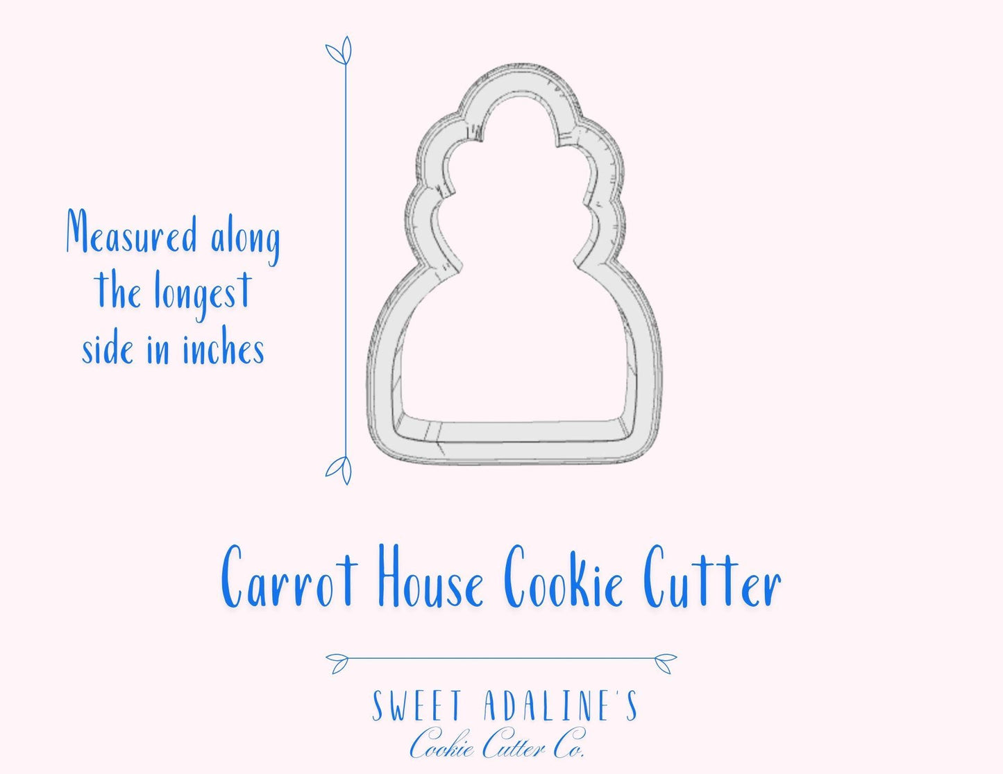 Carrot House Cookie Cutter –Adorable Easter Bunny House for Easter Gifts – Choose Your Size - Durable & food safe, thick dough