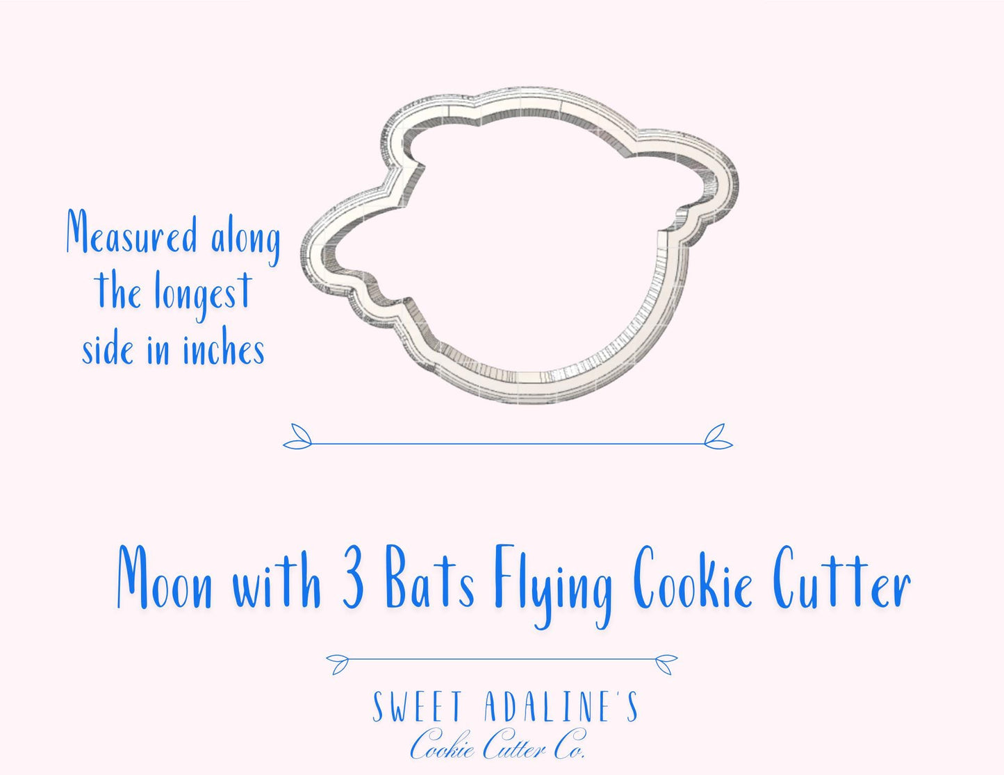 Halloween Moon with Bats Cookie Cutter — Available in 3 Sizes — Cookie Cutters for Halloween Baking & Decorating - Full Moon Cookie