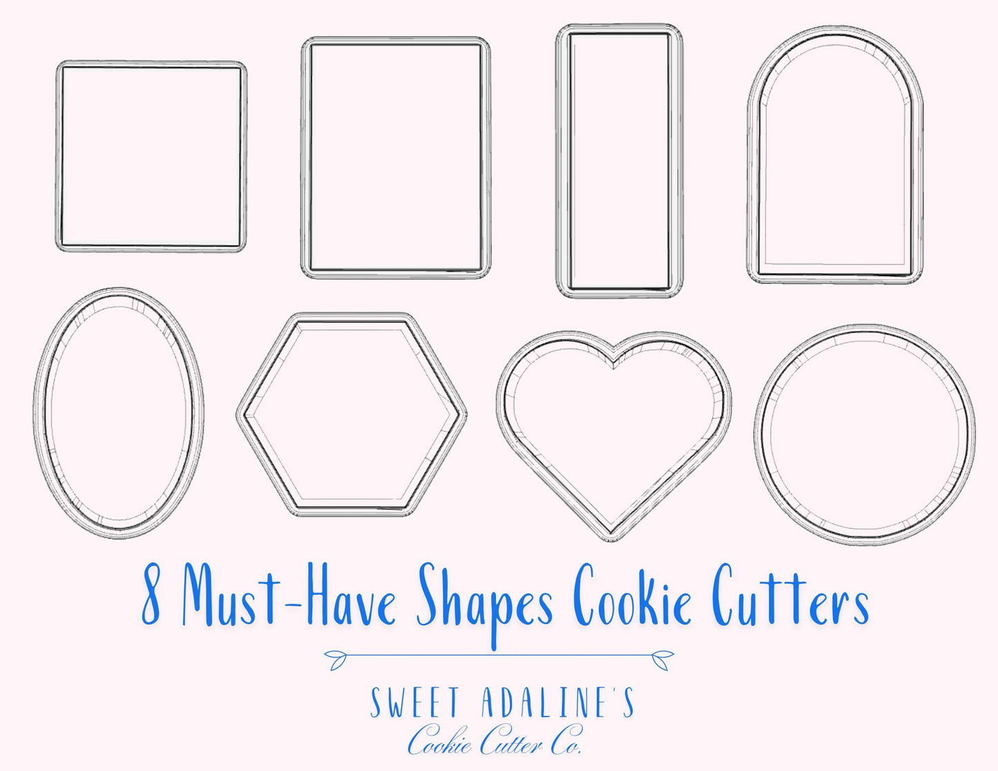 Essential Set of 8 Cookie Cutter Shapes – 3D Printed, Perfect for Beginners and Pros, Must-have Cookie Shapes