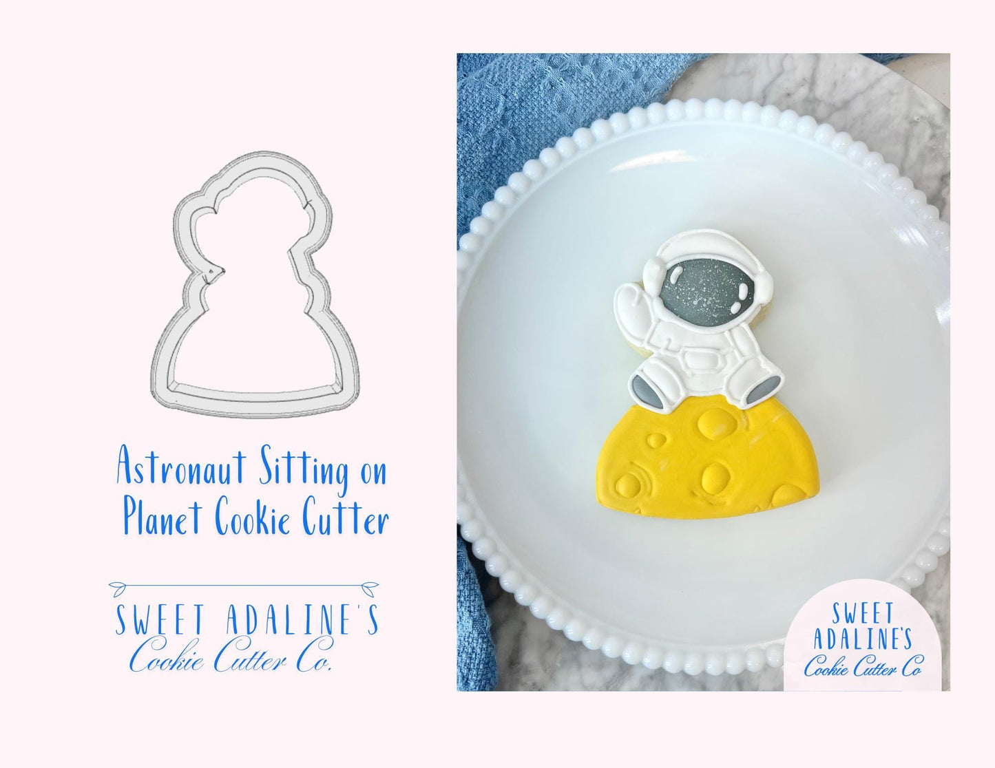 Astronaut Sitting on Planet Cookie Cutter – Space Theme Birthday Party – Outer Space Galaxy Baking Tool – Astronaut Cookies for Space Lovers