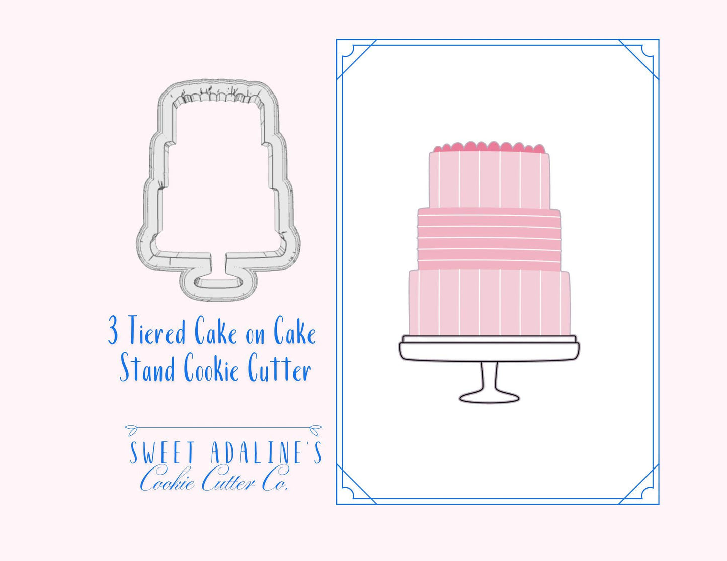 3 Tiered Cake Cookie Cutter –Elegant Cake Design for Weddings, Birthdays & Celebrations –3 Sizes – –Custom 3D Printed - Thick, Sturdy Cutter