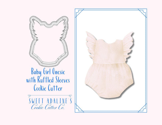 Baby Girl Onesie Cookie Cutter with Ruffled Sleeves – Adorable Baking Tool for Baby Showers and Parties – 3 Sizes
