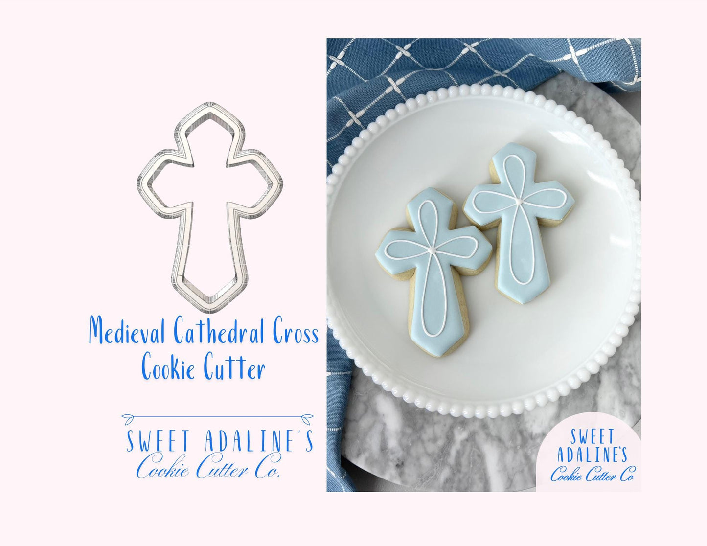 Modern Cross Cookie Cutter – Gothic Cross Cookie Cutter – Baptism Communion Confirmation Cookie – Religious Christian Cookie - Cathedral