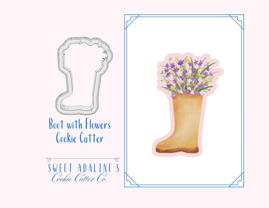 Boot with Flowers Cookie Cutter – Spring Design – Perfect for Gardening, Mother’s Day & Outdoor Parties – - 3 Sizes, Sturdy and Thick