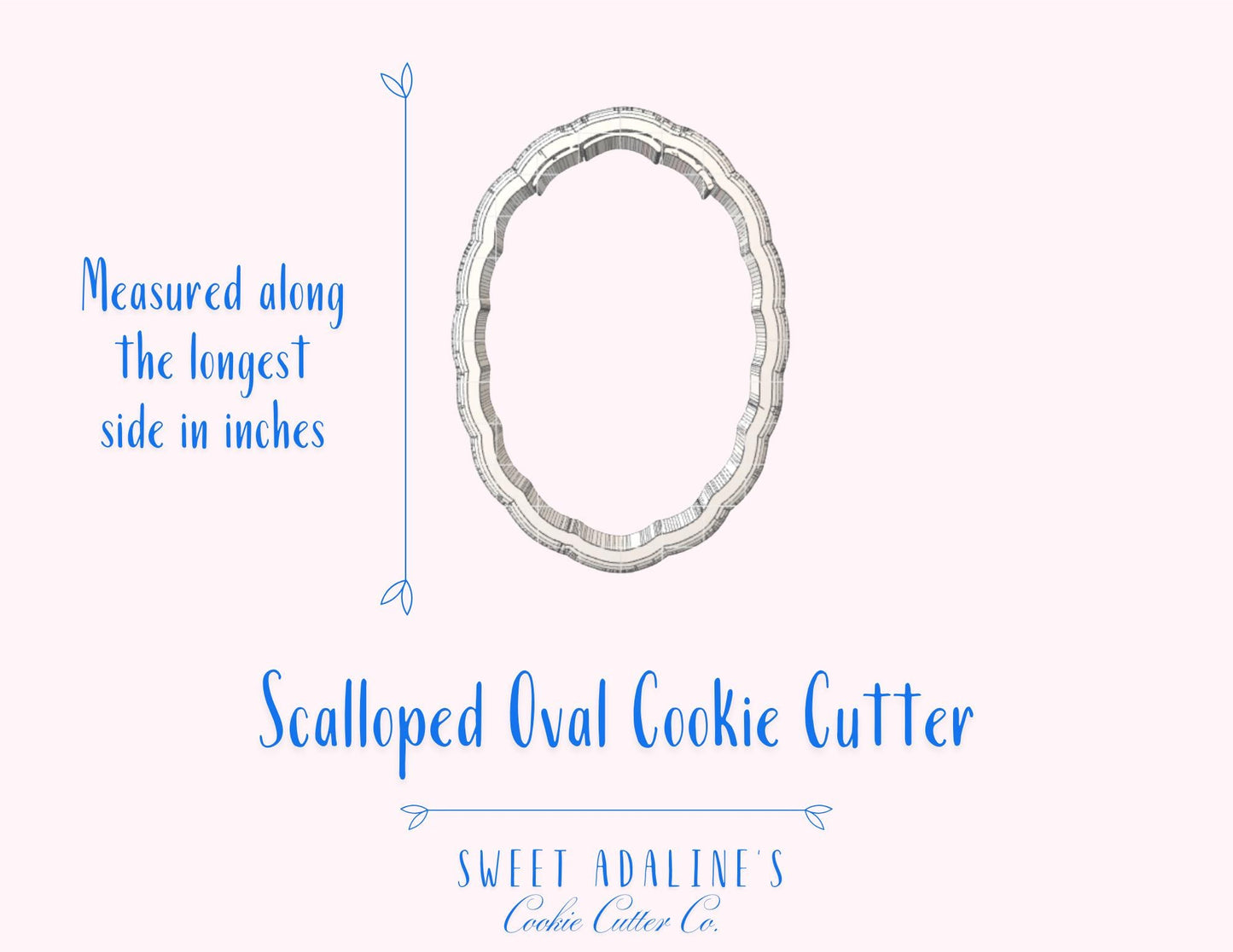 Scalloped Oval Cookie Cutter – Plaque Cookie Cutter – Floral Cookie Cutter – Baptism Communion Confirmation Cookies – Elegant Baking Tool