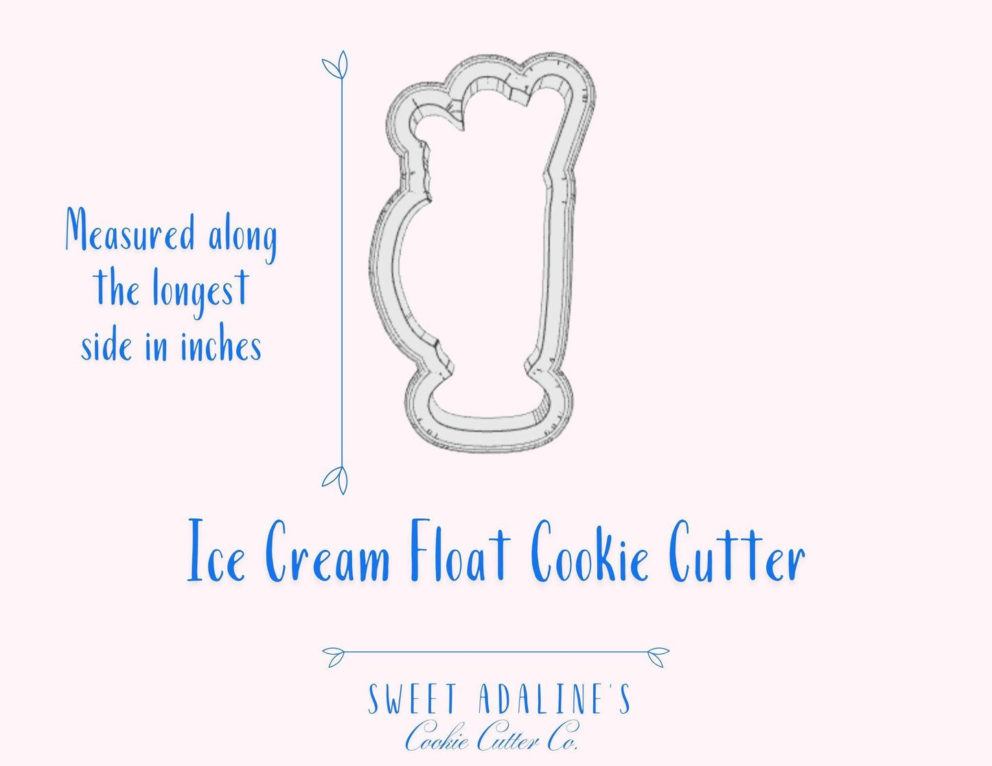 Ice Cream Float Cookie Cutter – Retro Milkshake Design Cookie –Perfect for Valentine's & Parties –3 Sizes –Custom Color 3D Printed