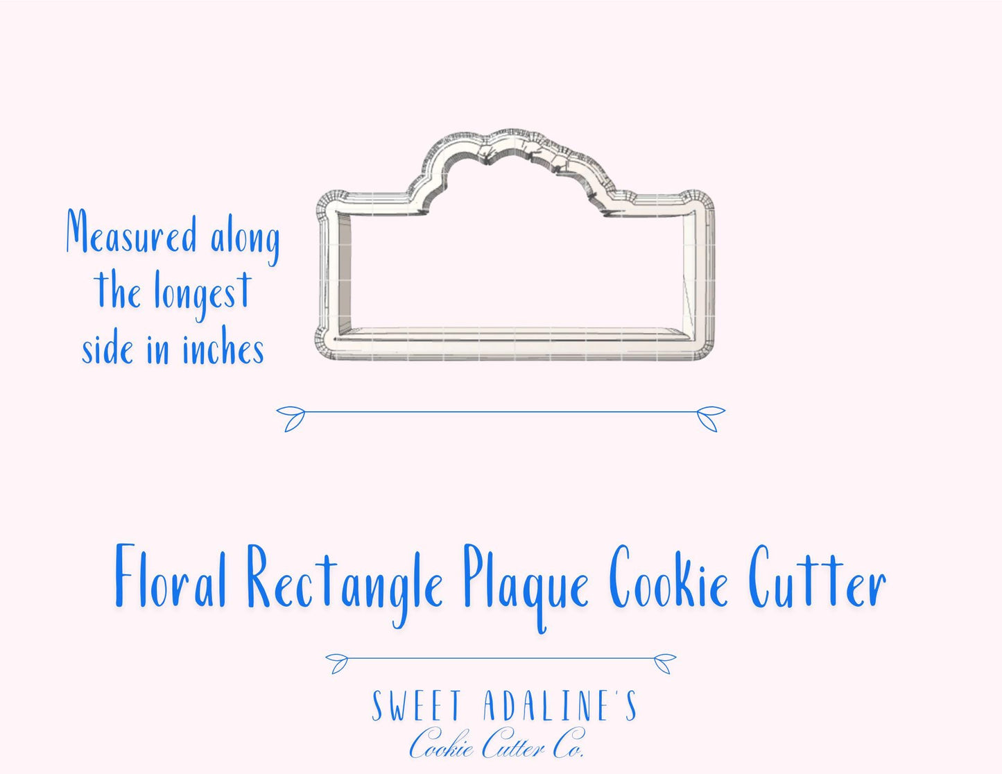 Floral Rectangle Plaque Cookie Cutter – Wedding Cookie Cutter – Engagement Party Favor – She Said Yes Cookie – Bridal Shower Baking Tool
